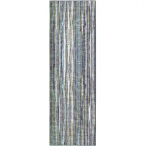 Photo of 12' Blue and Ivory Ombre Hand Tufted Runner Rug