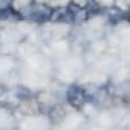 8' Blue and Ivory Oriental Power Loom Distressed Runner Rug With Fringe Photo 1