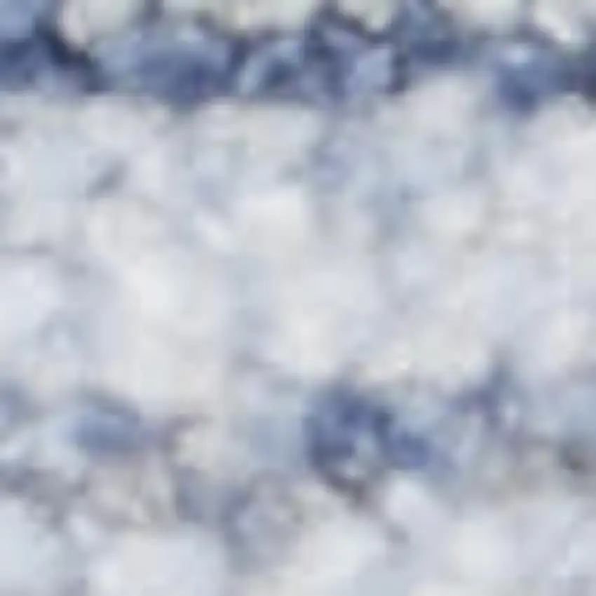 8' Blue and Ivory Oriental Power Loom Distressed Runner Rug With Fringe Photo 1