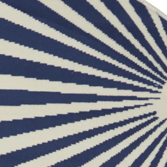 8' Blue and Ivory Round Geometric Power Loom Area Rug Photo 3