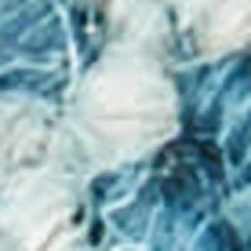 8' Blue and Ivory Wool Geometric Runner Rug Photo 4