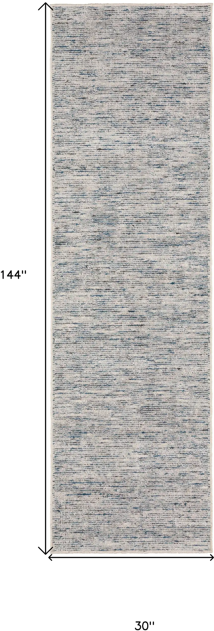 12' Blue and Ivory Wool Hand Loomed Runner Rug Photo 9
