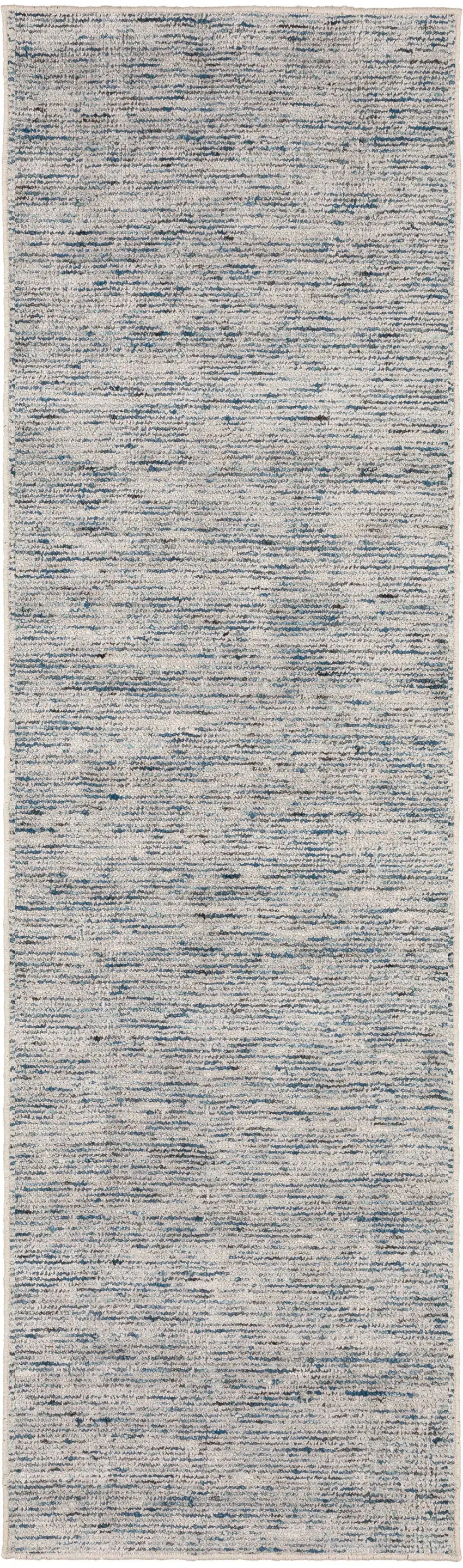 12' Blue and Ivory Wool Hand Loomed Runner Rug Photo 1