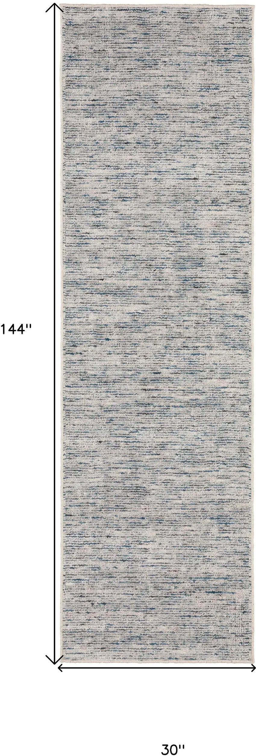 12' Blue and Ivory Wool Hand Loomed Runner Rug Photo 9