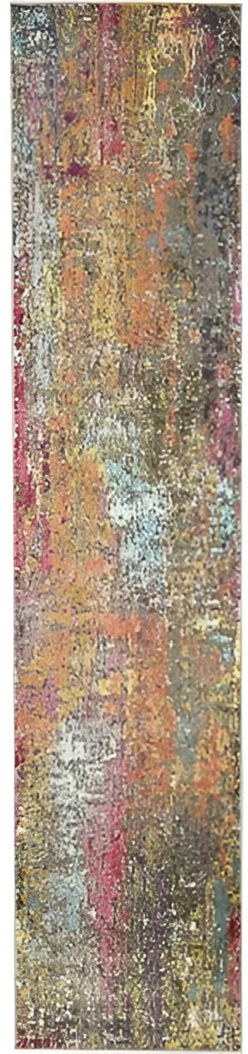 10' Blue and Orange Abstract Non Skid Runner Rug Photo 1