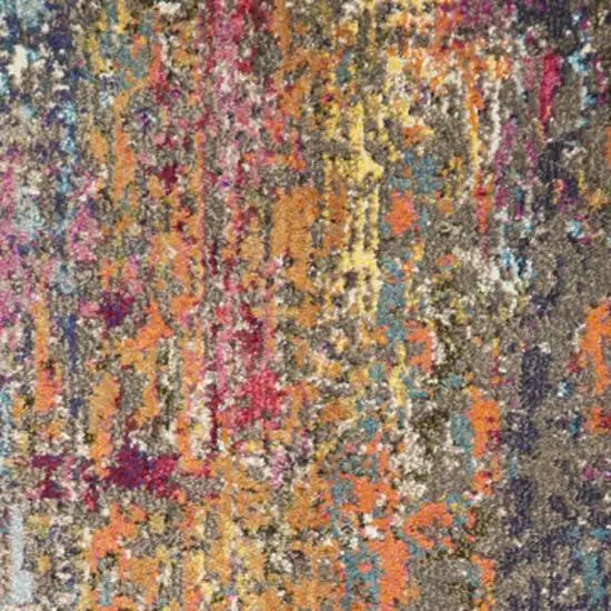 10' Blue and Orange Abstract Non Skid Runner Rug Photo 2