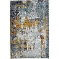 Photo of 8' Blue and Orange Abstract Power Loom Runner Rug