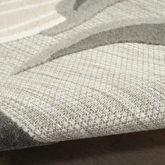 8' Beige Round Floral Indoor Outdoor Area Rug Photo 5