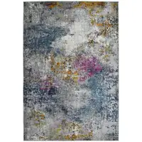 Photo of 8' Blue and Pink Abstract Power Loom Runner Rug