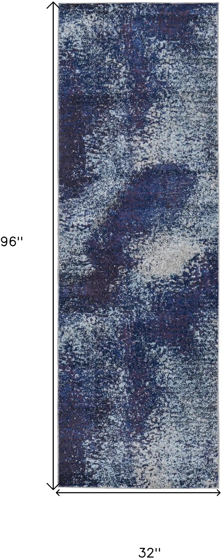 8' Blue and Purple Abstract Power Loom Runner Rug Photo 3