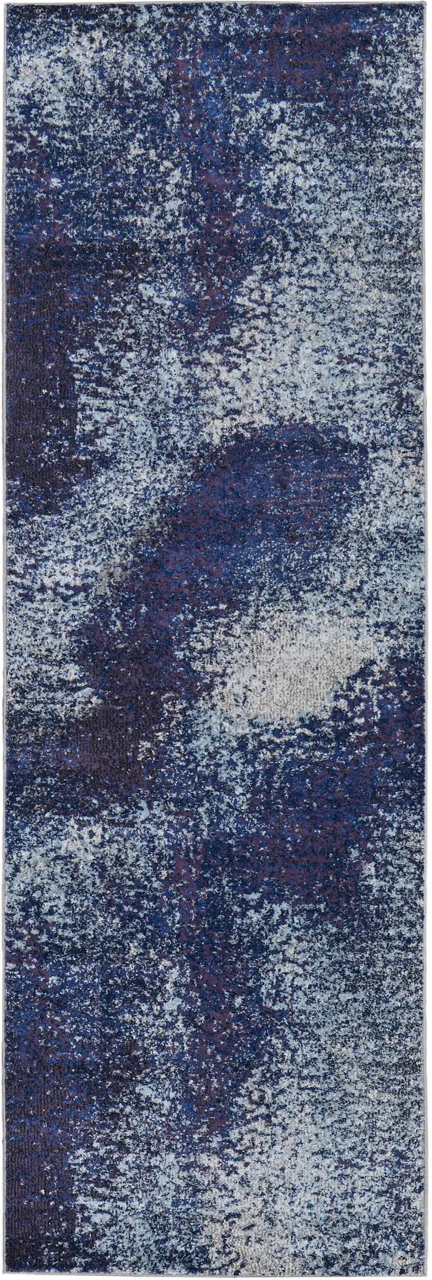 8' Blue and Purple Abstract Power Loom Runner Rug Photo 2