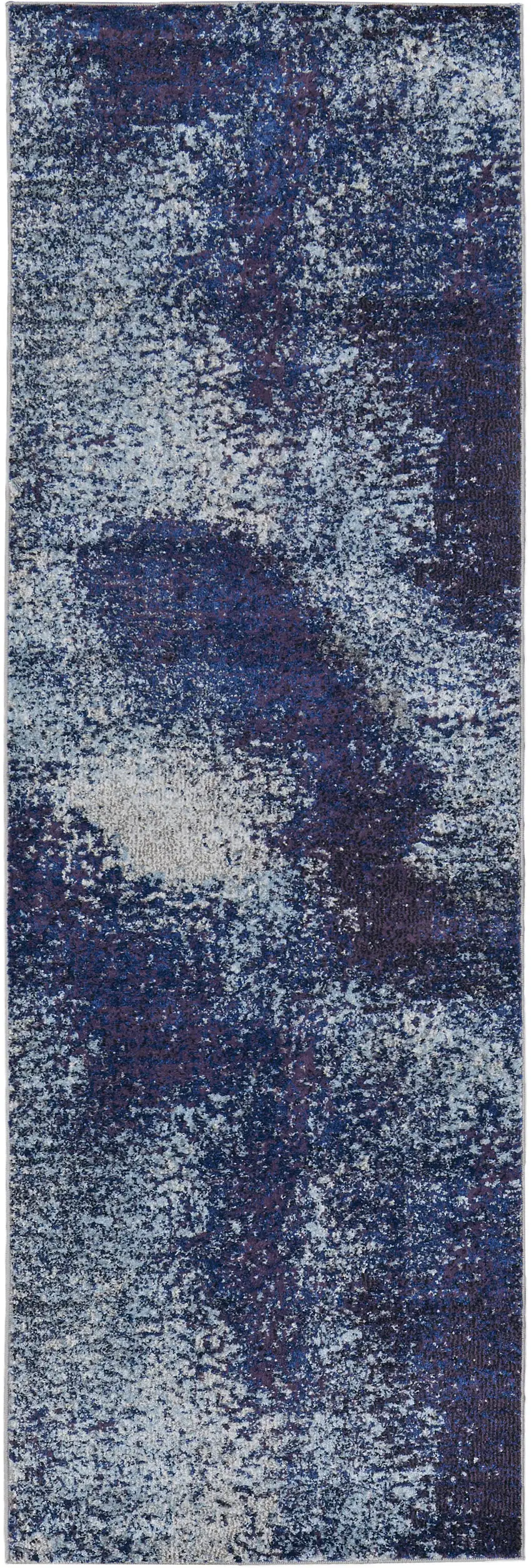 8' Blue and Purple Abstract Power Loom Runner Rug Photo 5