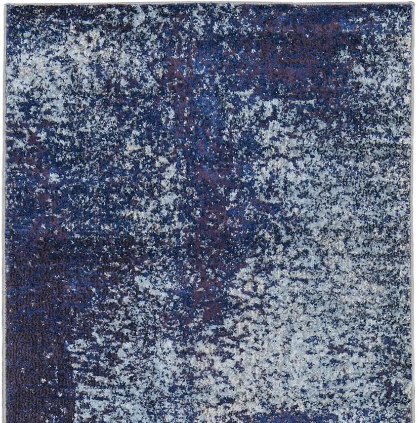 10' Blue and Purple Abstract Power Loom Runner Rug Photo 5