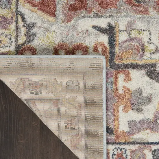 8' Blue and Red Floral Distressed Runner Rug Photo 7