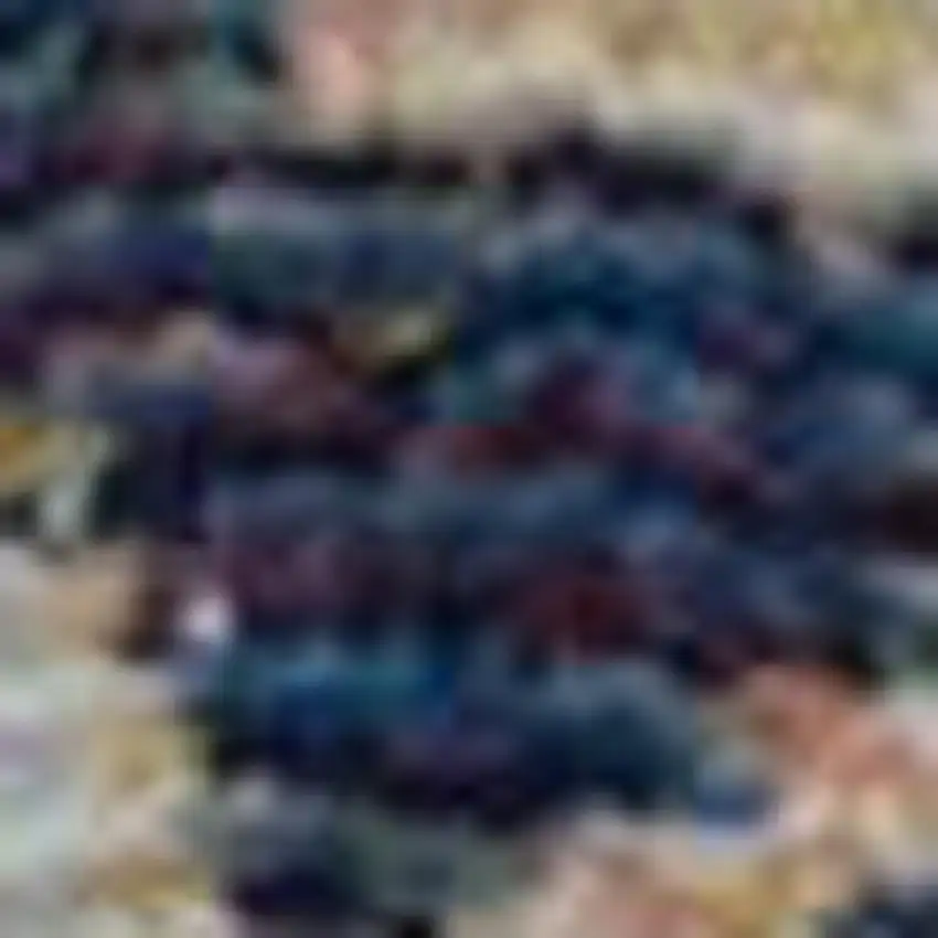 8' Blue and Red Floral Medallion Distressed Non Skid Runner Rug Photo 4