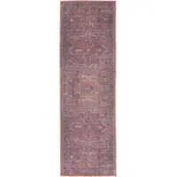 Photo of 8' Blue and Red Floral Power Loom Distressed Washable Runner Rug