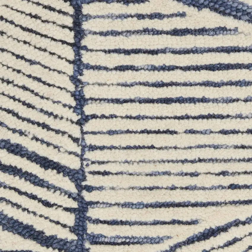 8' Blue and White Wool Abstract Runner Rug Photo 8