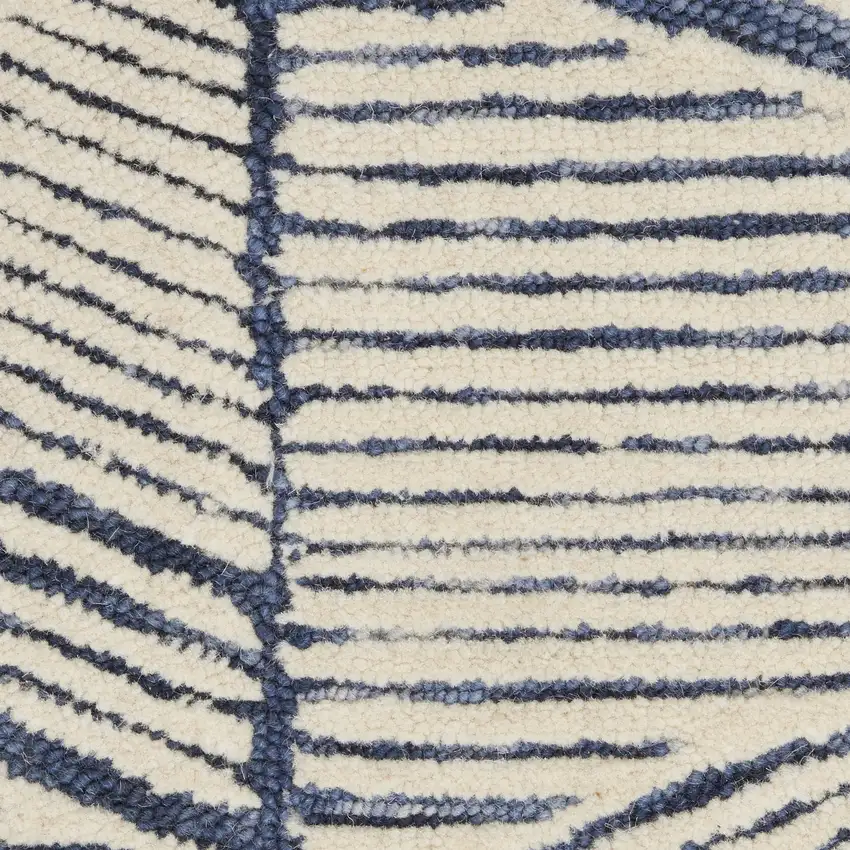 8' Blue and White Wool Abstract Runner Rug Photo 9