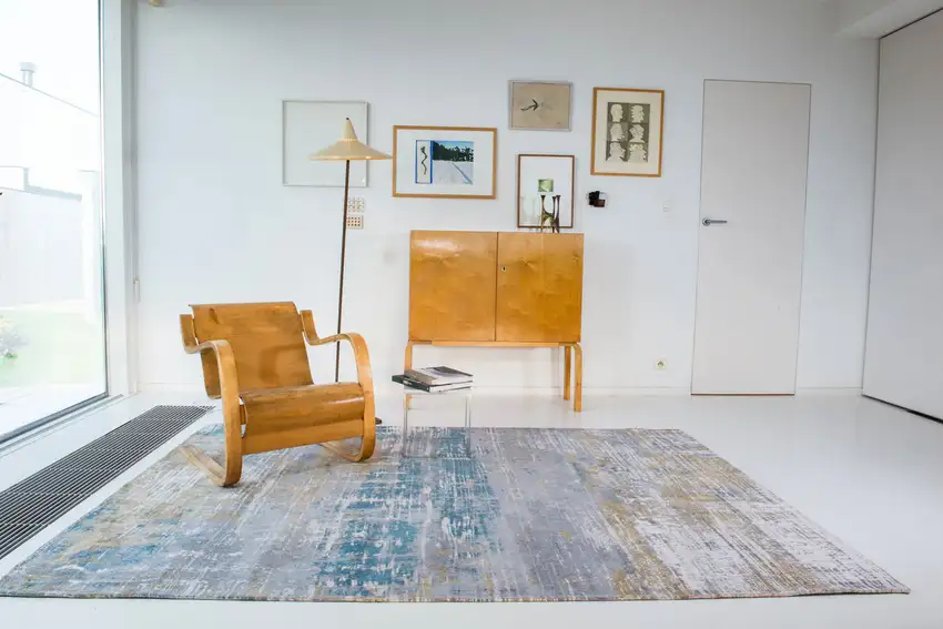 10' Blue and Yellow Abstract Non Skid Area Rug Photo 7