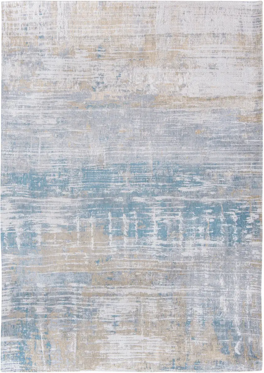 5' Blue and Yellow Round Abstract Non Skid Area Rug Photo 4