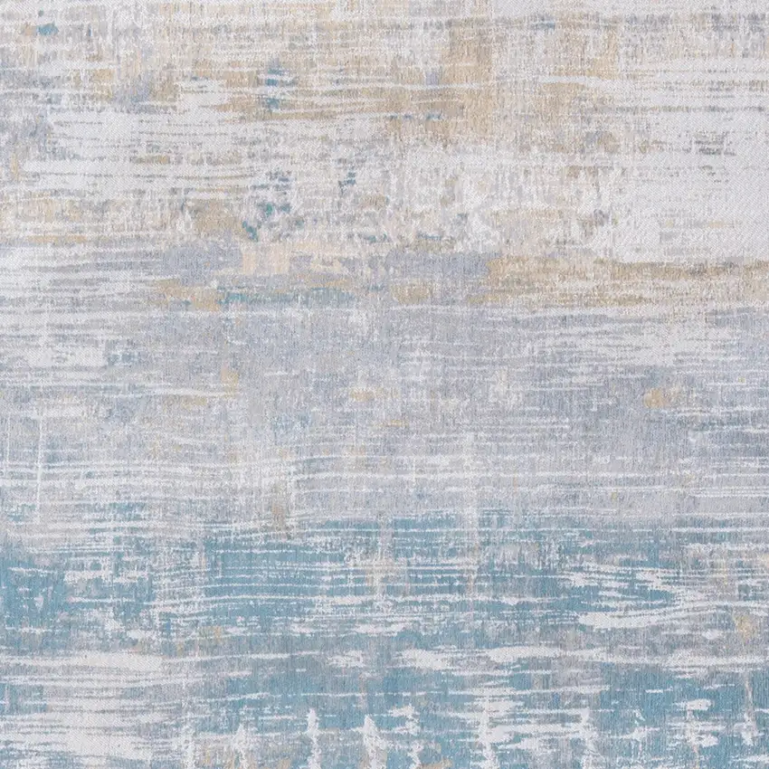5' Blue and Yellow Round Abstract Non Skid Area Rug Photo 8