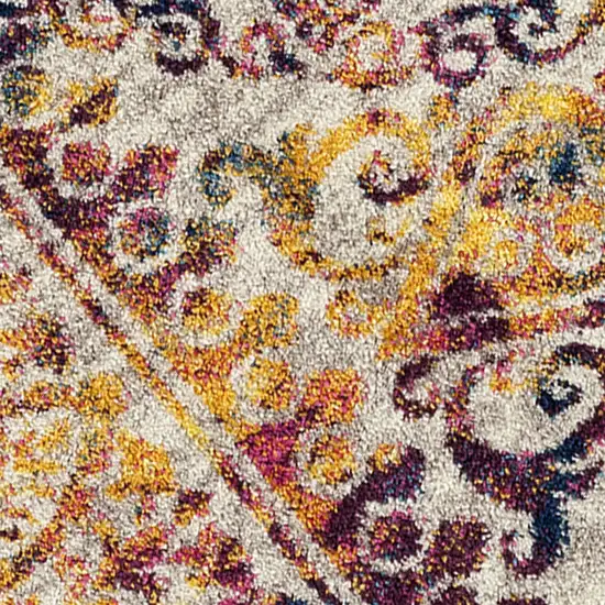 6' Blue and Yellow Round Southwestern Power Loom Area Rug Photo 7