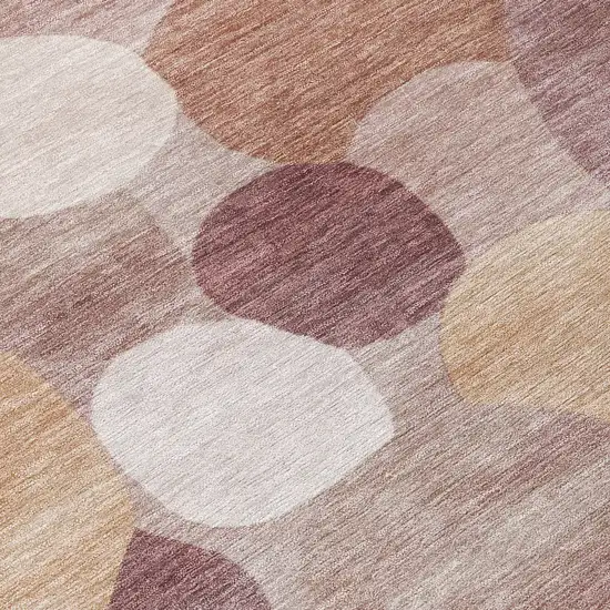 8' Blush And Beige Round Geometric Washable Indoor Outdoor Area Rug Photo 9