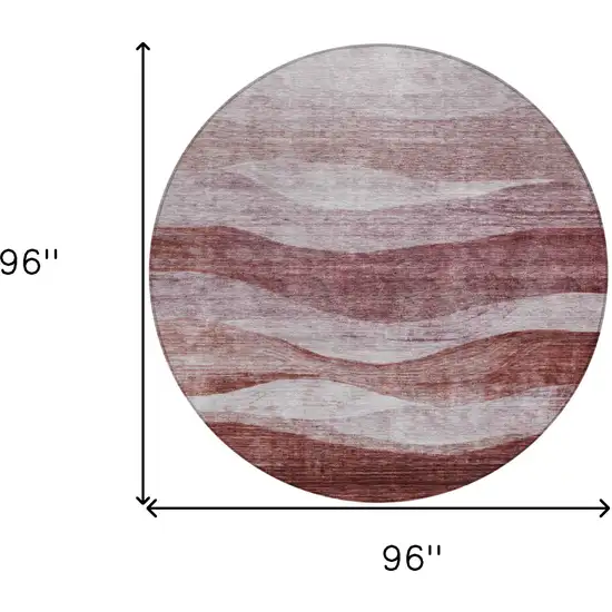 8' Blush And Brown Round Abstract Washable Indoor Outdoor Area Rug Photo 9