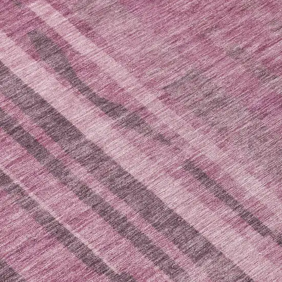 8' Blush And Brown Round Striped Washable Indoor Outdoor Area Rug Photo 9