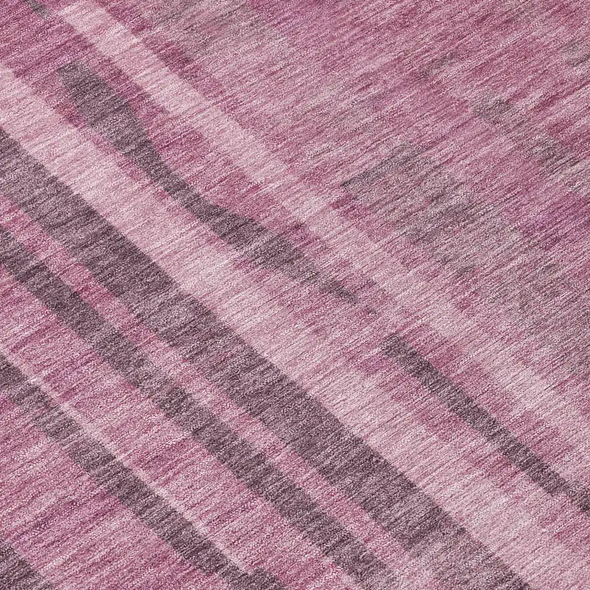 8' Blush And Brown Round Striped Washable Indoor Outdoor Area Rug Photo 9