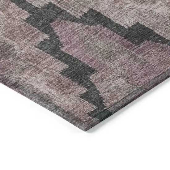 8' Blush And Charcoal Round Aztec Washable Indoor Outdoor Area Rug Photo 7