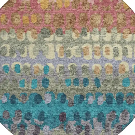 8' Blush And Copper Round Geometric Washable Indoor Outdoor Area Rug Photo 3