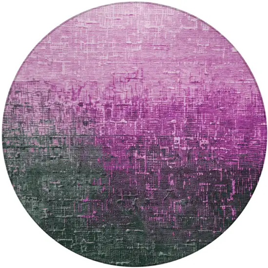 8' Blush And Dark Gray Round Ombre Washable Indoor Outdoor Area Rug Photo 2