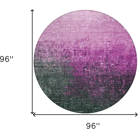 8' Blush And Dark Gray Round Ombre Washable Indoor Outdoor Area Rug Photo 8
