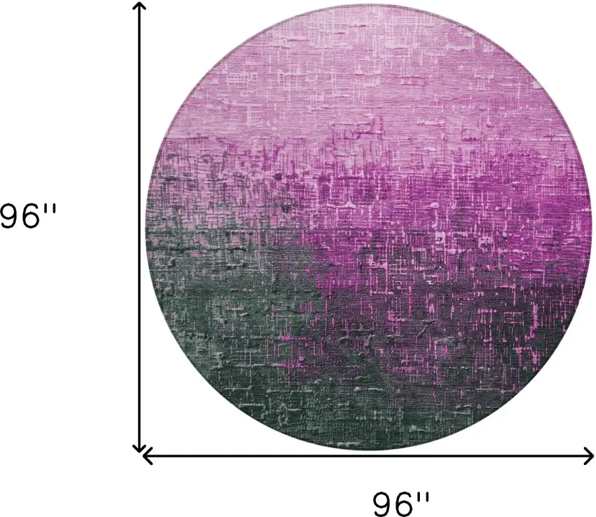 8' Blush And Dark Gray Round Ombre Washable Indoor Outdoor Area Rug Photo 8