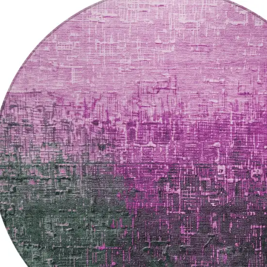 8' Blush And Dark Gray Round Ombre Washable Indoor Outdoor Area Rug Photo 4