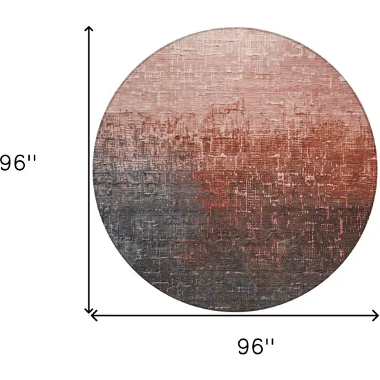 8' Blush And Dark Gray Round Ombre Washable Indoor Outdoor Area Rug Photo 9