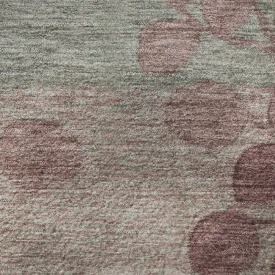 8' Blush And Emerald Floral Washable Round Rug With UV Protection Photo 9