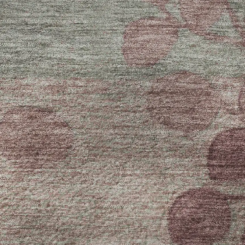 8' Blush And Emerald Floral Washable Round Rug With UV Protection Photo 9