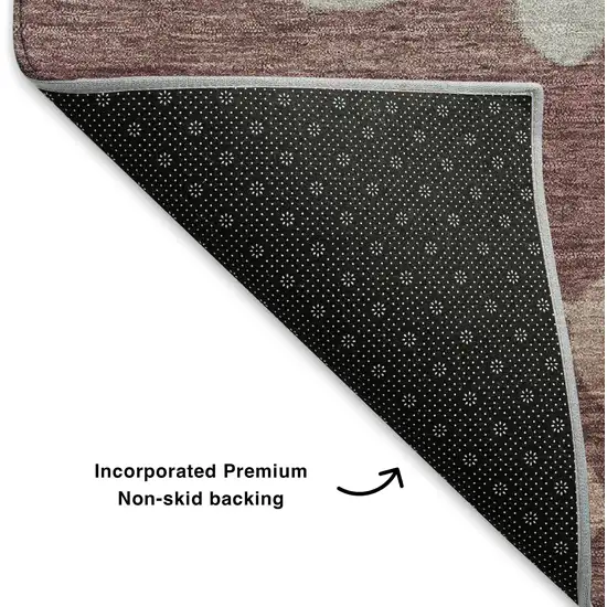 8' Blush And Emerald Floral Washable Round Rug With UV Protection Photo 5