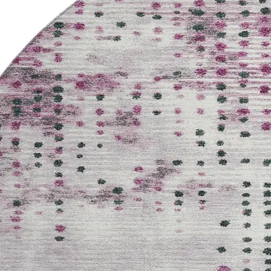 8' Blush And Emerald Geometric Washable Round Rug With UV Protection Photo 3