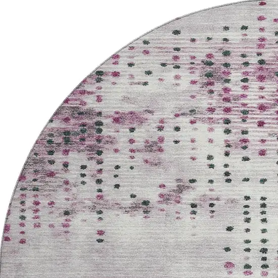 8' Blush And Emerald Geometric Washable Round Rug With UV Protection Photo 4