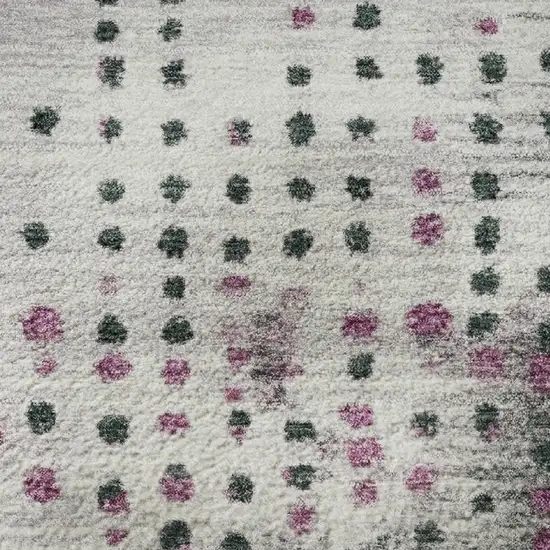 8' Blush And Emerald Geometric Washable Round Rug With UV Protection Photo 9