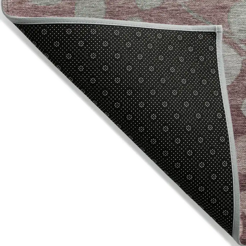 8' Blush And Emerald Round Floral Washable Indoor Outdoor Area Rug Photo 9