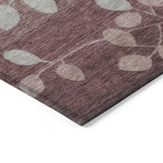 8' Blush And Emerald Round Floral Washable Indoor Outdoor Area Rug Photo 8