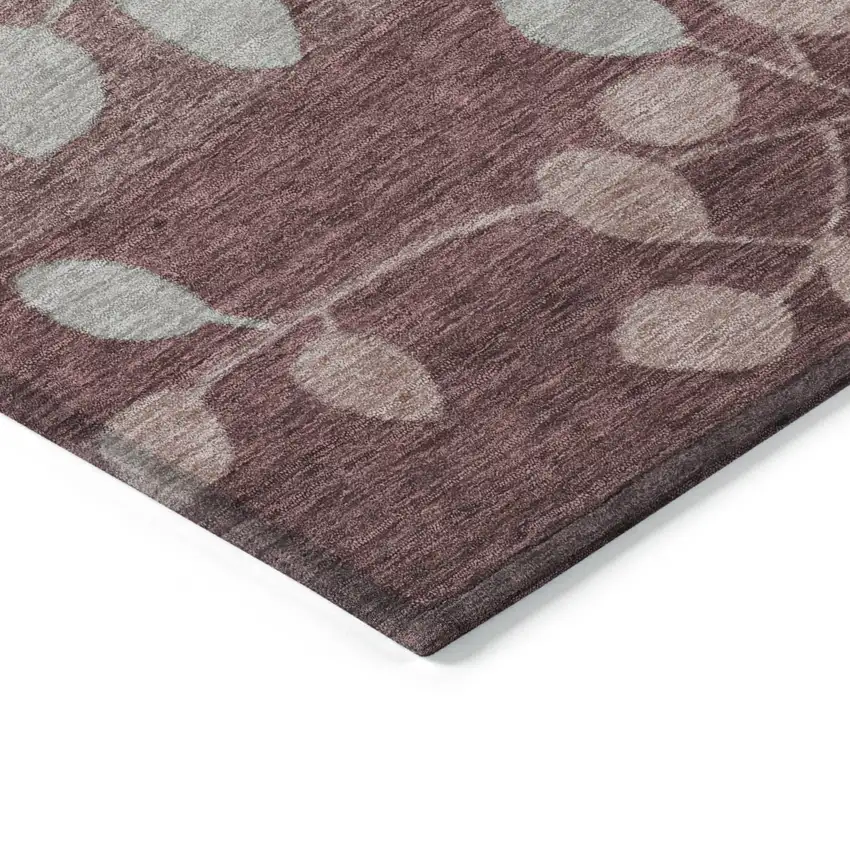 8' Blush And Emerald Round Floral Washable Indoor Outdoor Area Rug Photo 8