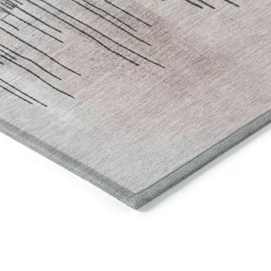 8' Blush And Gold Round Abstract Washable Indoor Outdoor Area Rug Photo 7