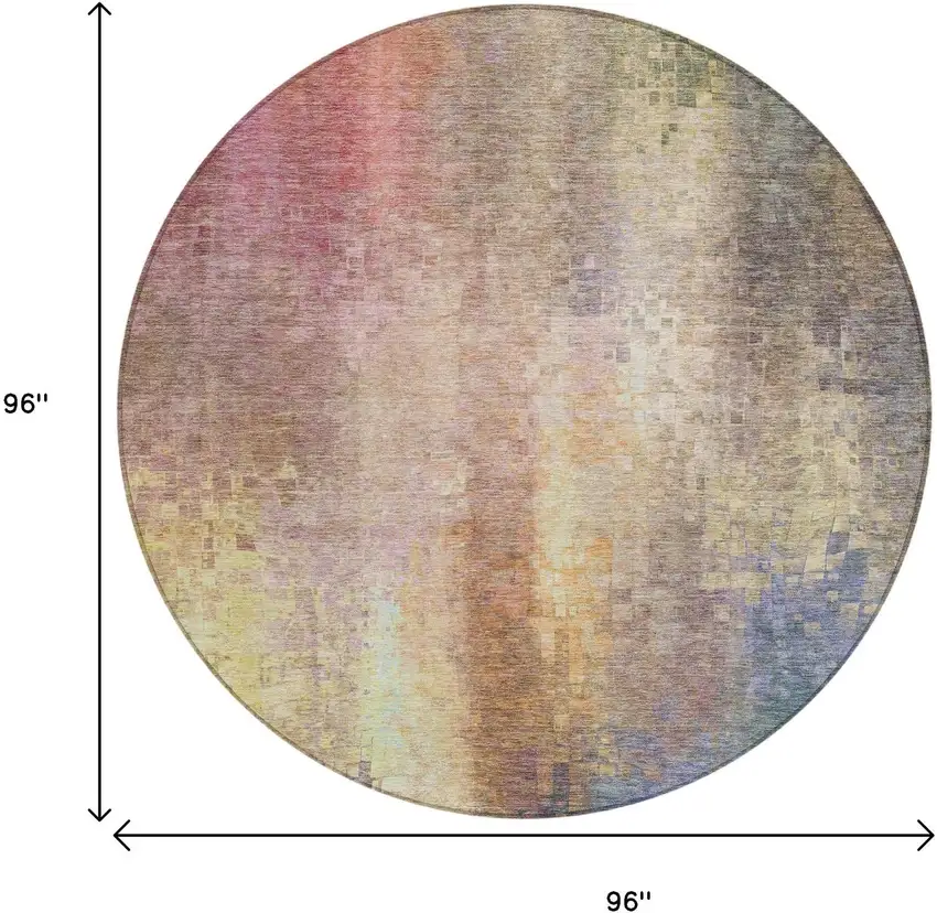 8' Blush And Gold Round Abstract Washable Indoor Outdoor Area Rug Photo 3