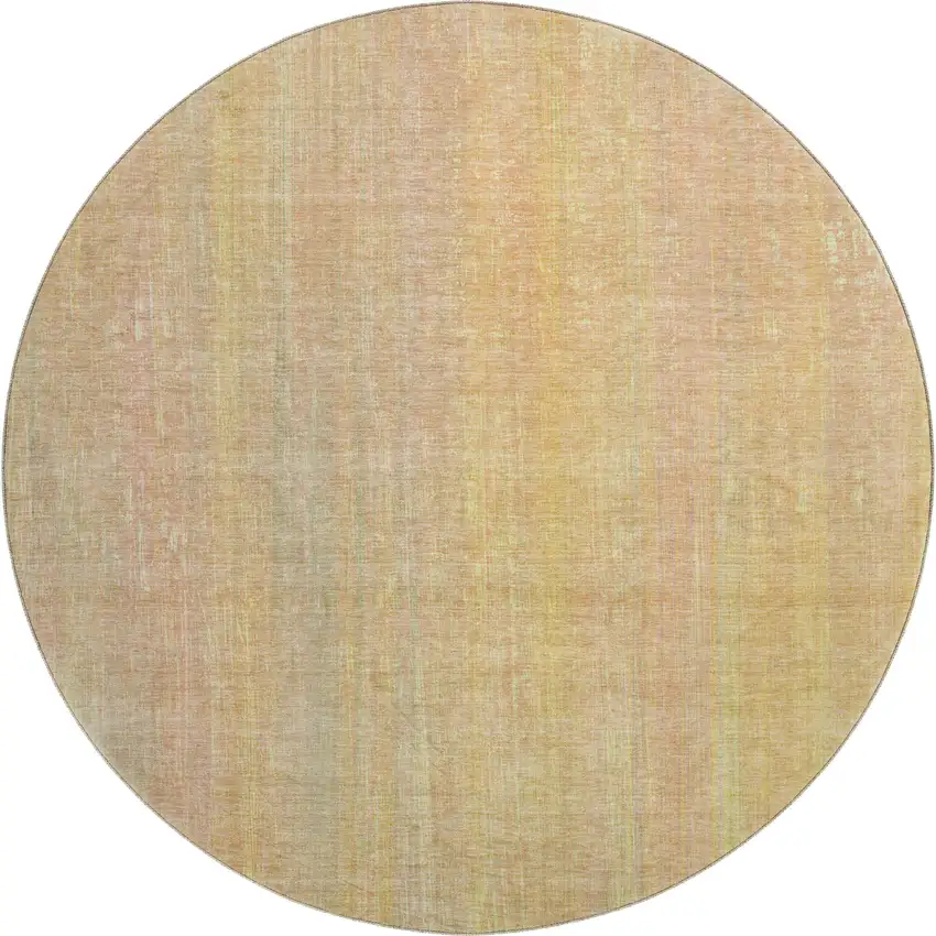 8' Blush And Gold Striped Washable Round Rug With UV Protection Photo 1