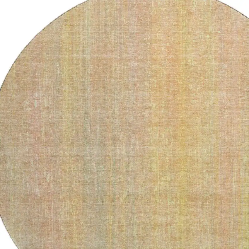8' Blush And Gold Striped Washable Round Rug With UV Protection Photo 3